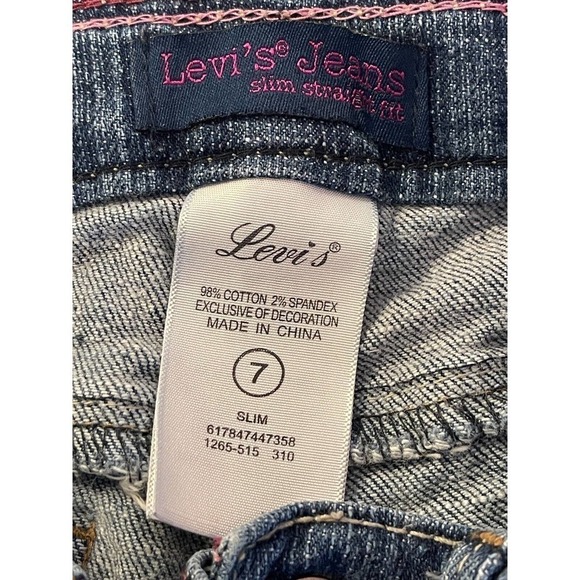 Levi's Jeans Girl's 7 Blue Denim Slim Straight Fit - Picture 10 of 10